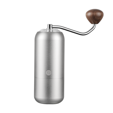 image of the zeroHero Z7 Coffee Hand Grinder in silver, with a timeless design and exceptional build quality
