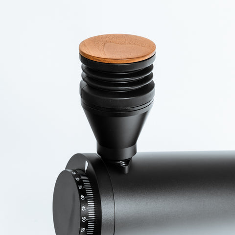 close up of sleek design on the DF83V Electric Coffee Grinder