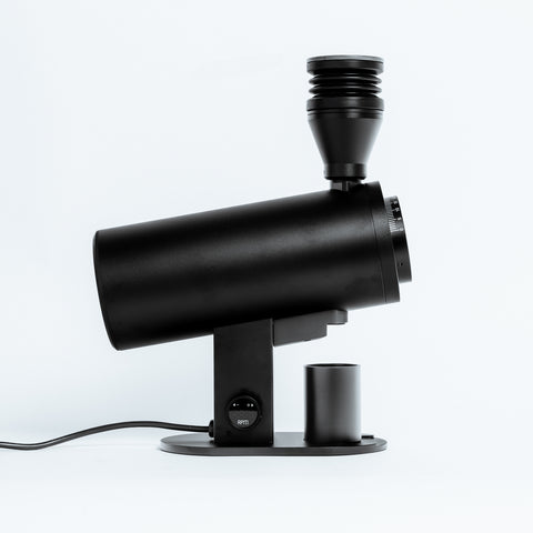 side profile of the DF83V Electric Coffee Grinder By Earl