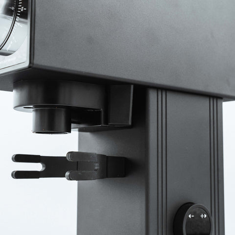 close up of detailing on the CF64V Electric Coffee Grinder in black