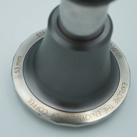 image of detailing on the zeroHero 53mm Sword Espresso Impact Tamper