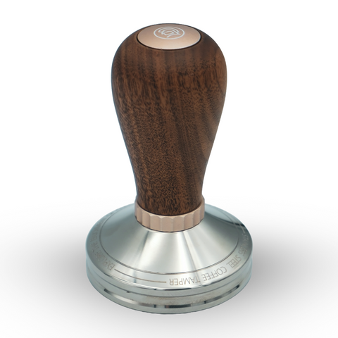 zeroHero 58mm Espresso Tamper in walnut and stainless steel