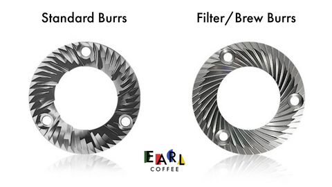 comparison between standard burrs and the 54mm Filter Burrs for DF54