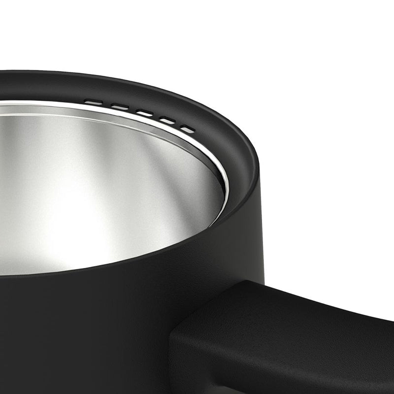 Close-up of a black and silver lid from the Timemore Fish Smart Pour Over Kettle 
