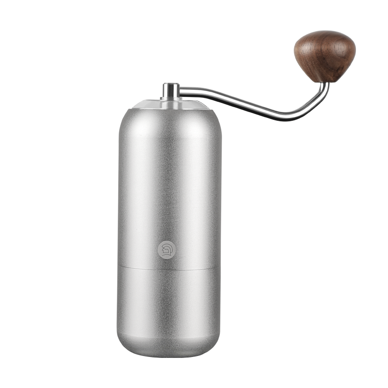 image of the zeroHero Z7 Coffee Hand Grinder in silver, with a timeless design and exceptional build quality