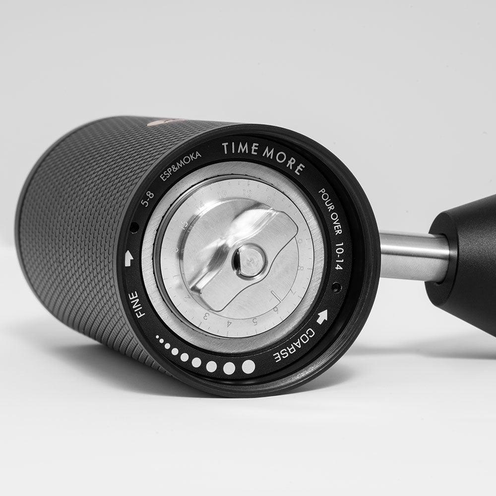 close up of detailing on the Timemore C5 Pro Chestnut Manual Grinder