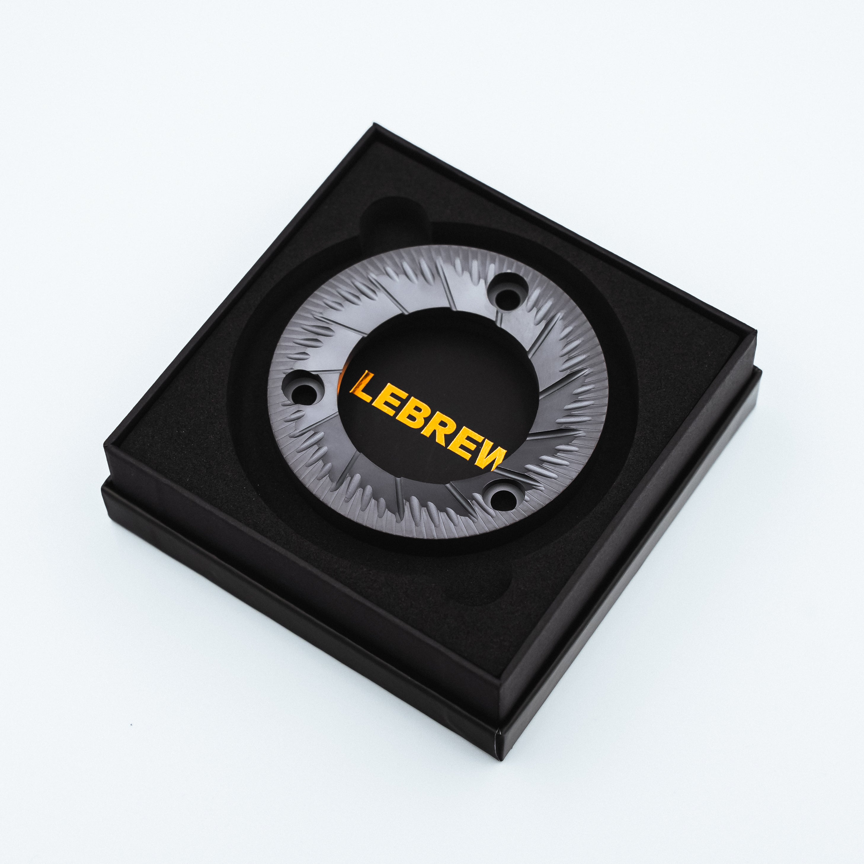 image of the Lebrew 83mm multipurpose sweet HyperBurr, made with high-hardness DC53 Specialist Steel, in the packaging