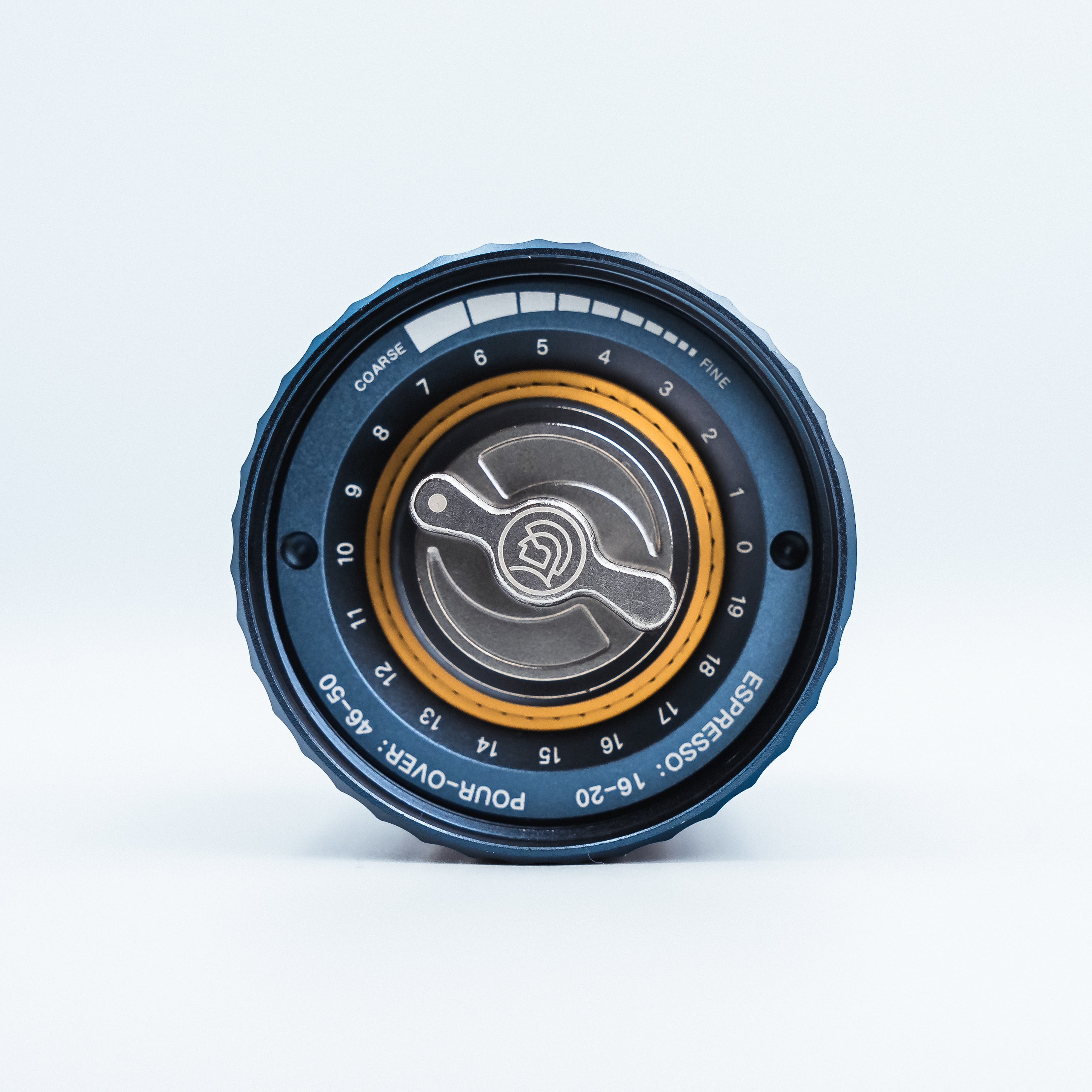 close up of the CNC cut 420 stainless steel six-star titanium coated burr with a 38mm diameter blade on the zeroHero Z3 Pro Coffee Hand Manual Grinder