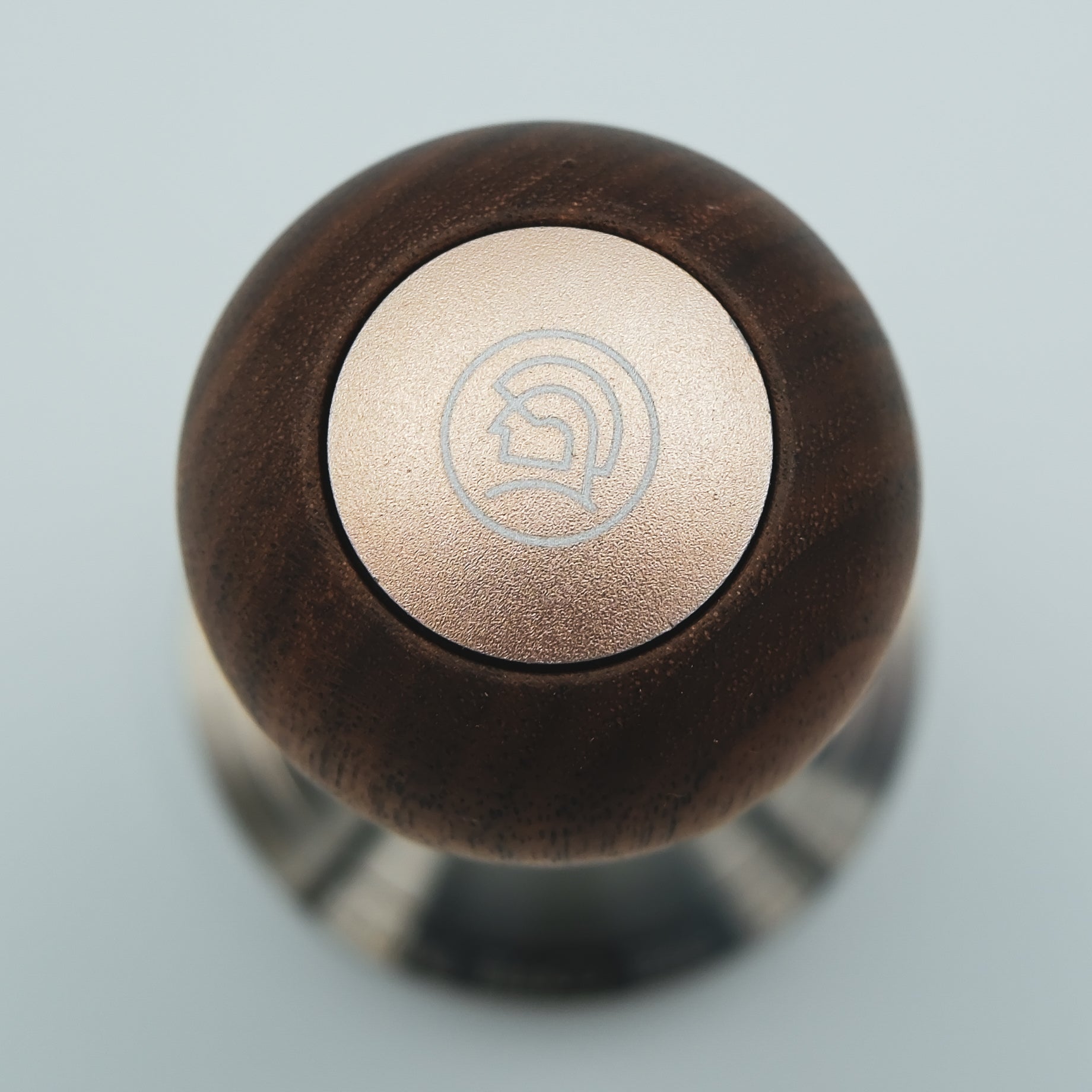 image of logo detailing on the top of the zeroHero 58mm Espresso Tamper