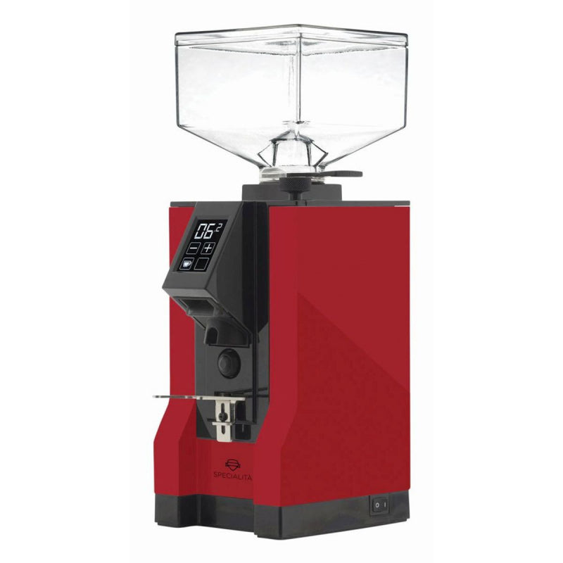 image of the red Eureka Mignon Specialita Coffee Grinder with white background