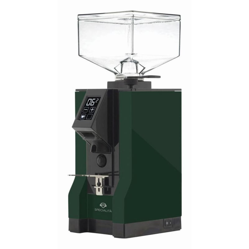 image of the green Eureka Mignon Specialita Coffee Grinder with white background