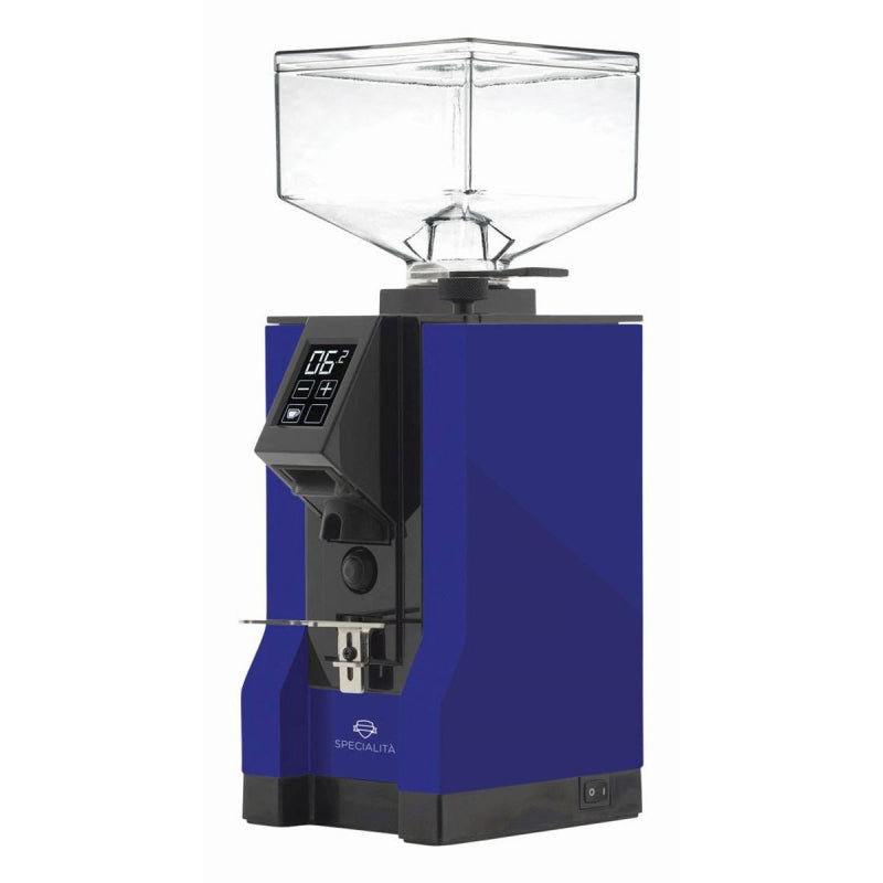 image of the blue Eureka Mignon Specialita Coffee Grinder with white background