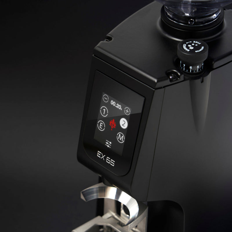 close up of screen on the Eureka Atom Excellence 65 Grinder