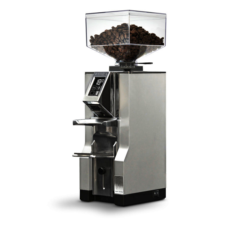 silver Eureka Mignon Libra Coffee Grinder on white background