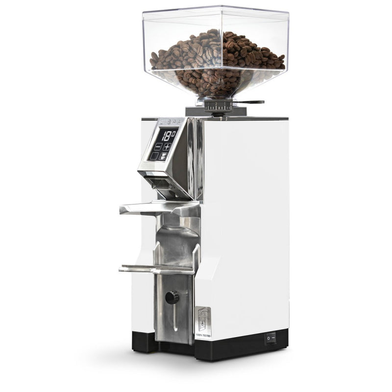 image of white Eureka Mignon Libra Coffee Grinder on white background