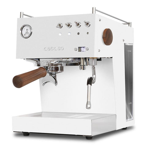 image of the timeless Ascaso Steel Duo PID Espresso Coffee Machine in White & Wood